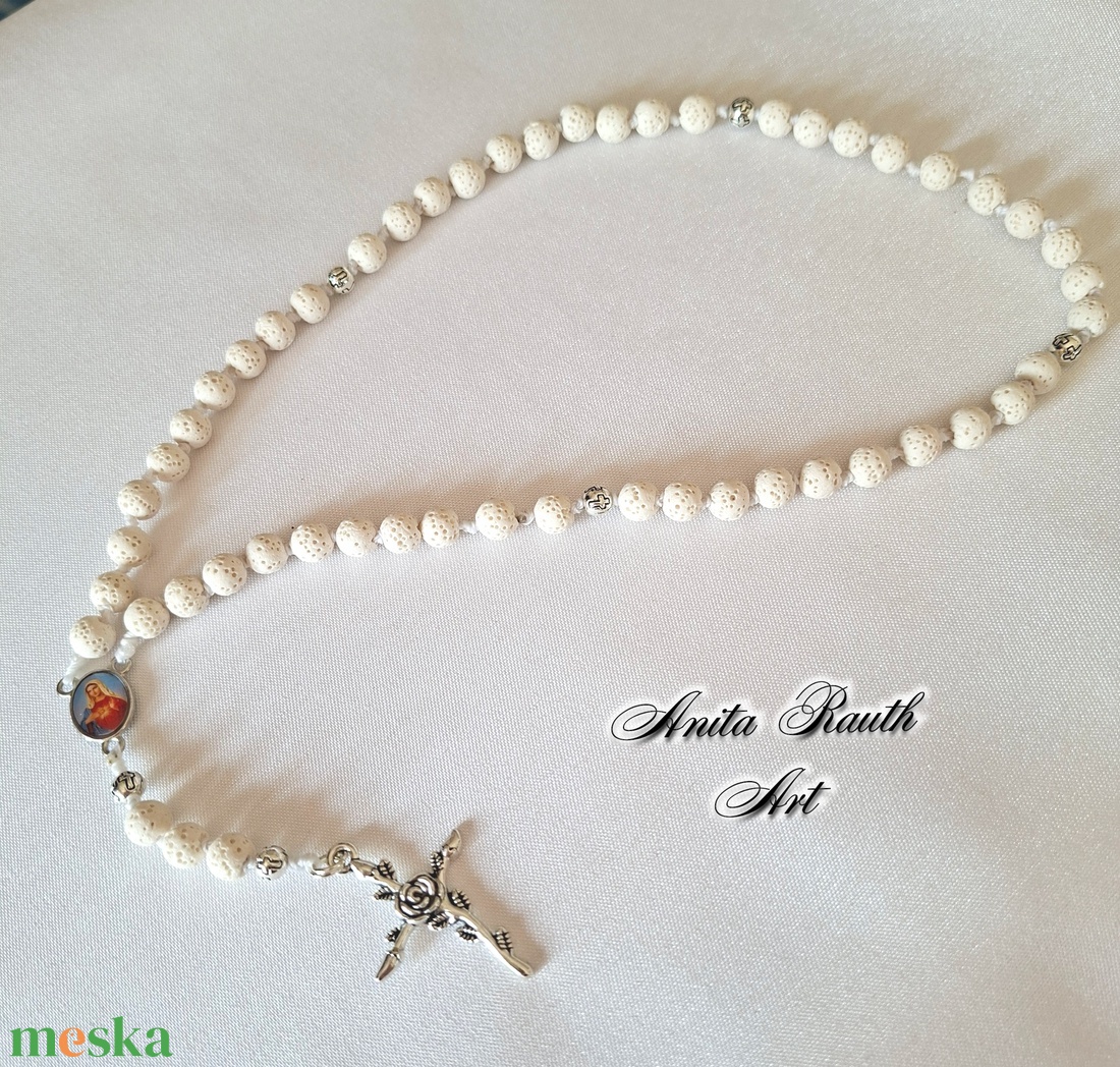 Rózsafüzér lávakő gyöngyökkel - otthon & életmód - vallás - lánc & füzér - Meska.hu