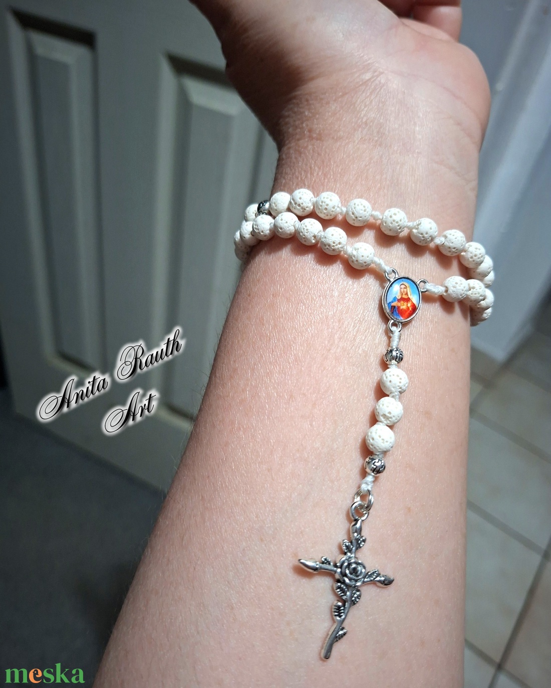 Rózsafüzér lávakő gyöngyökkel - otthon & életmód - vallás - lánc & füzér - Meska.hu