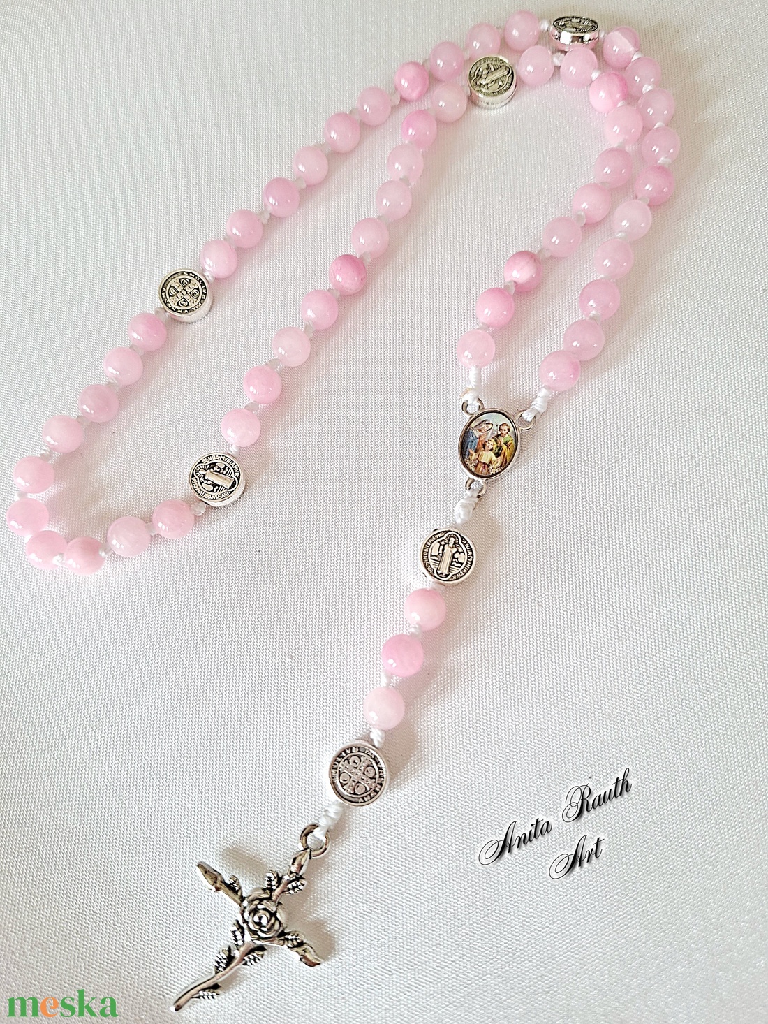 Rózsafüzér kalcedon gyöngyökkel - otthon & életmód - vallás - lánc & füzér - Meska.hu