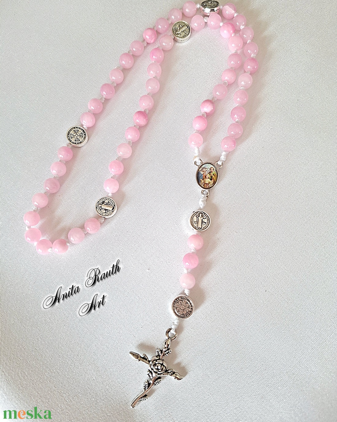 Rózsafüzér kalcedon gyöngyökkel - otthon & életmód - vallás - lánc & füzér - Meska.hu