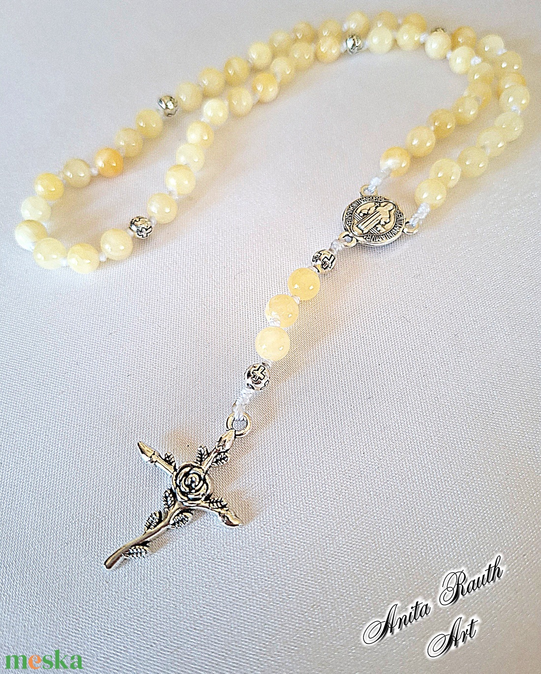 Rózsafüzér kalcedon gyöngyökkel - otthon & életmód - vallás - lánc & füzér - Meska.hu