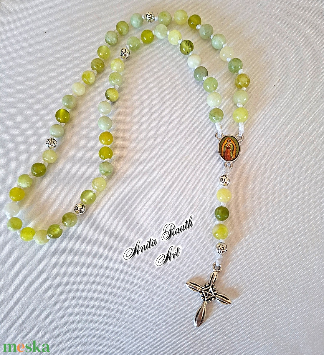 Rózsafüzér kalcedon gyöngyökkel - otthon & életmód - vallás - lánc & füzér - Meska.hu