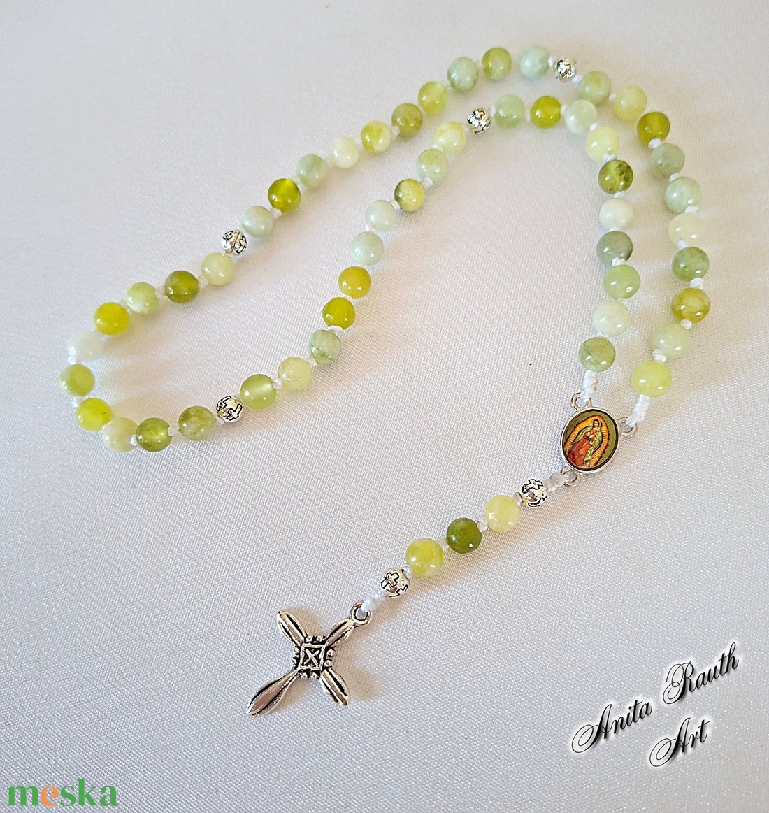 Rózsafüzér kalcedon gyöngyökkel - otthon & életmód - vallás - lánc & füzér - Meska.hu