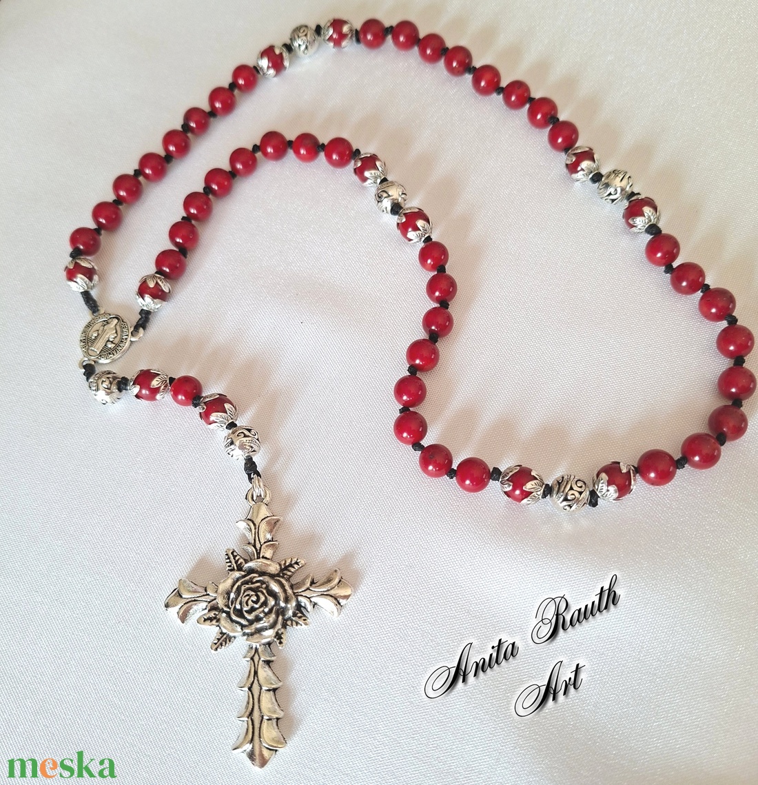 Rózsafüzér korall gyöngyökkel - otthon & életmód - vallás - lánc & füzér - Meska.hu