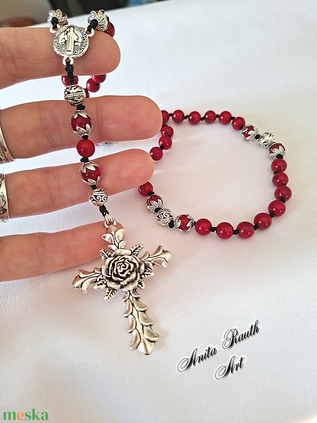 Rózsafüzér korall gyöngyökkel - otthon & életmód - vallás - lánc & füzér - Meska.hu
