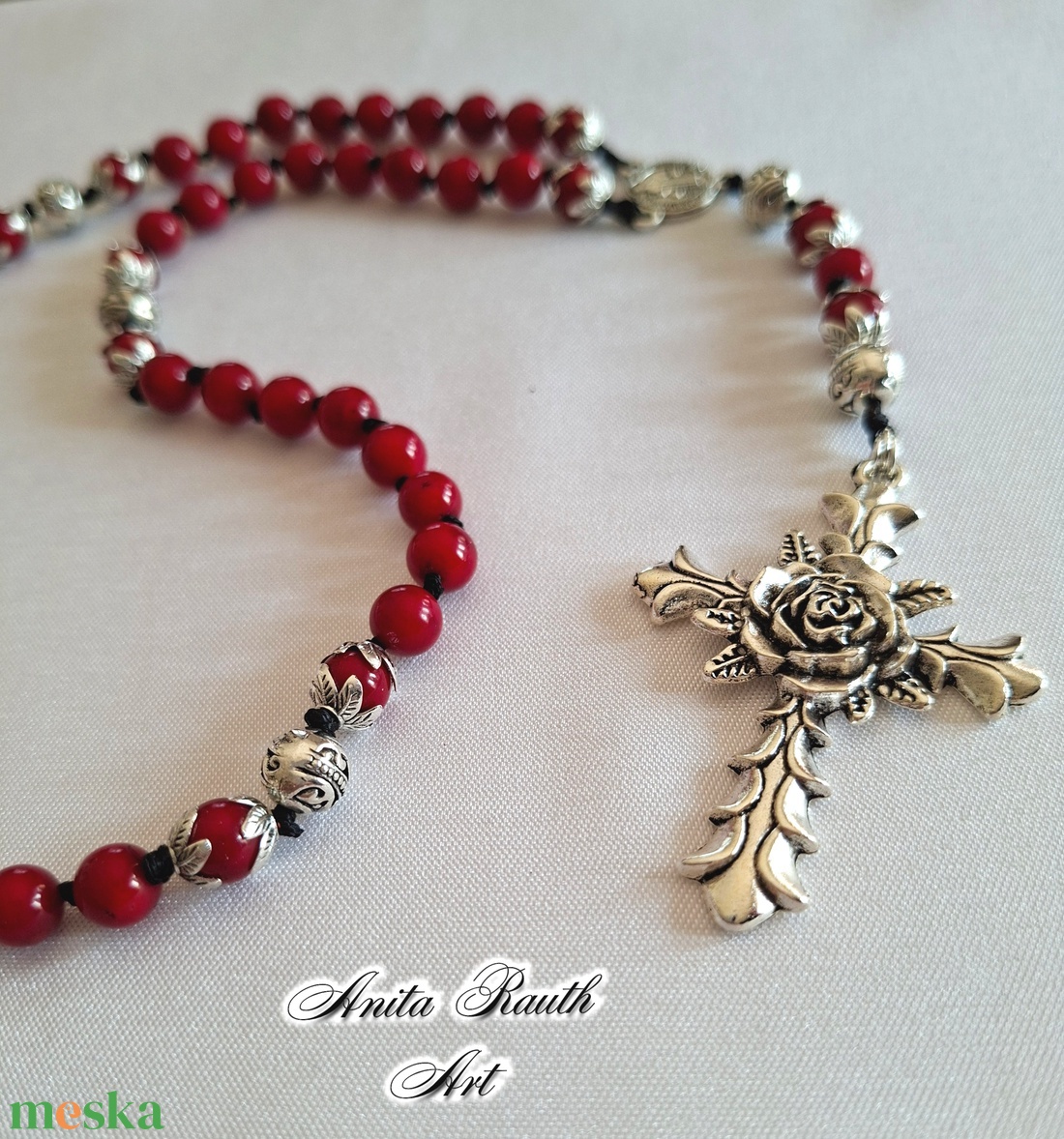 Rózsafüzér korall gyöngyökkel - otthon & életmód - vallás - lánc & füzér - Meska.hu