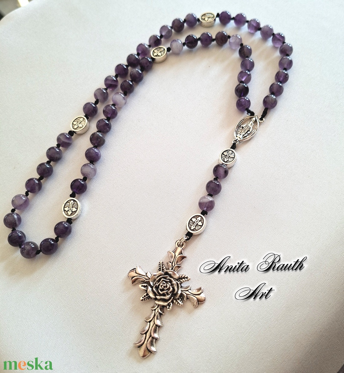 Rózsafüzér ametiszt gyöngyökkel - otthon & életmód - vallás - lánc & füzér - Meska.hu