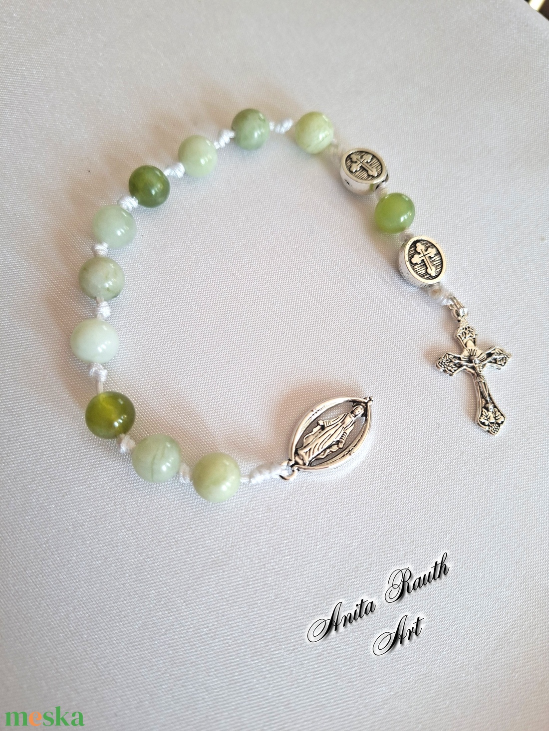 Rózsafüzér jade gyöngyökkel - otthon & életmód - vallás - lánc & füzér - Meska.hu