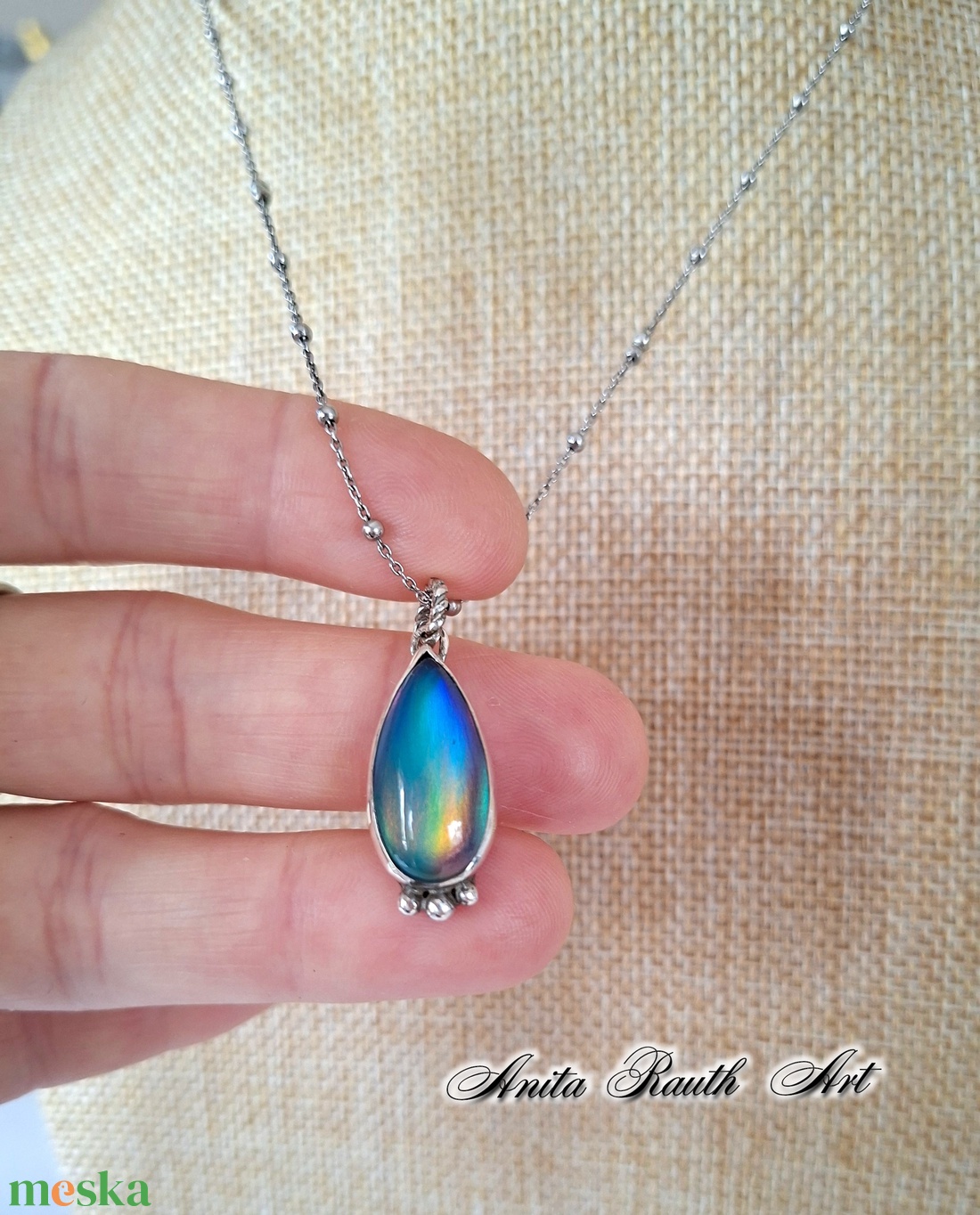 Aurora opál csepp medál - ékszer - nyaklánc - medál - Meska.hu