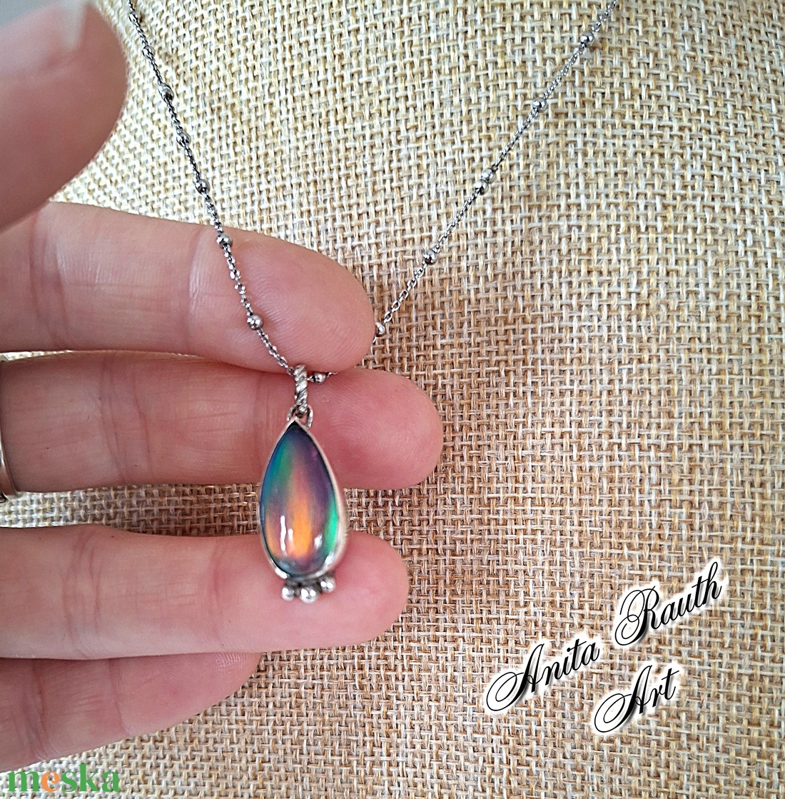 Aurora opál csepp medál - ékszer - nyaklánc - medál - Meska.hu