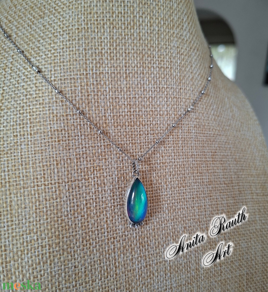Aurora opál csepp medál - ékszer - nyaklánc - medál - Meska.hu