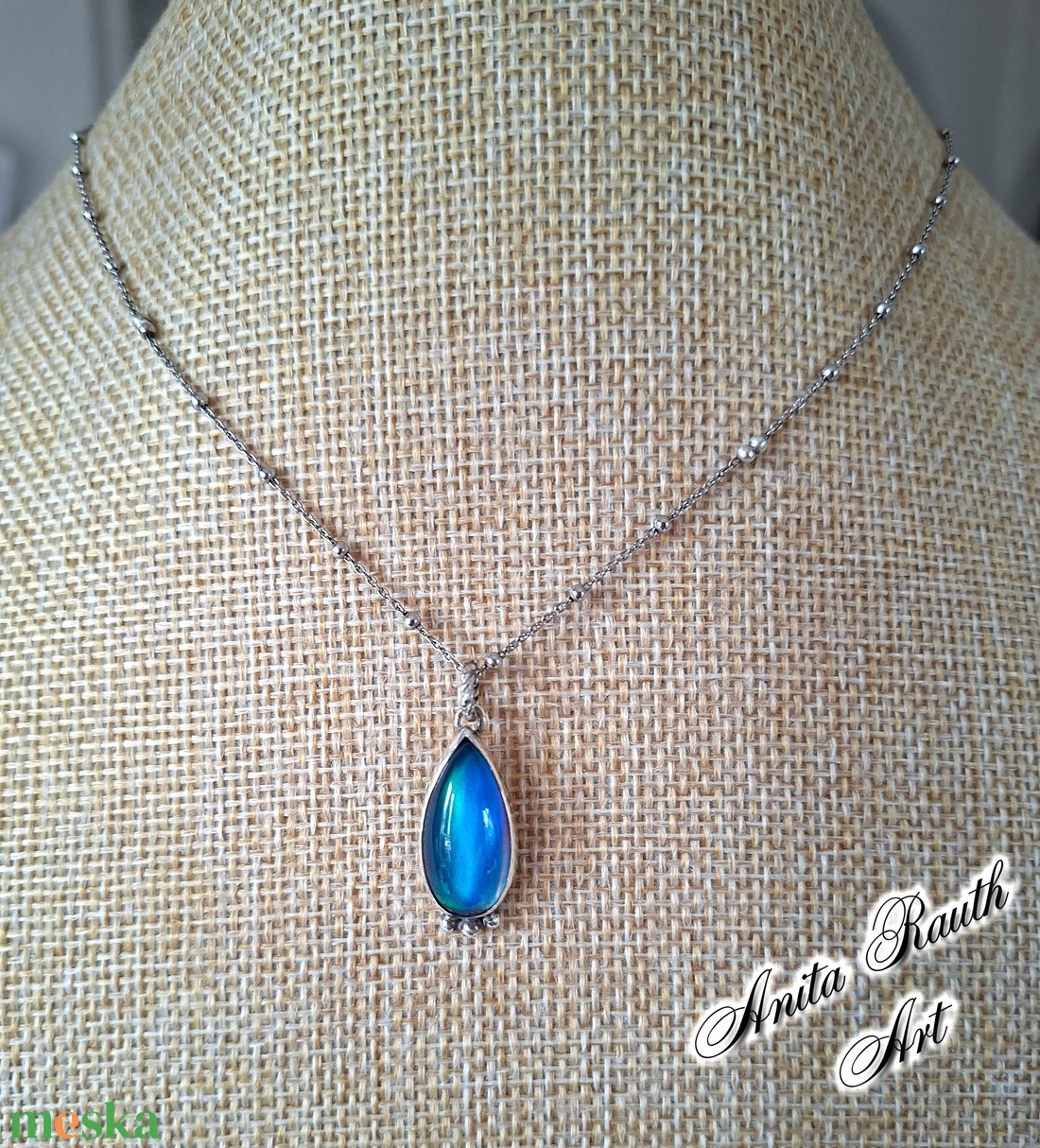 Aurora opál csepp medál - ékszer - nyaklánc - medál - Meska.hu