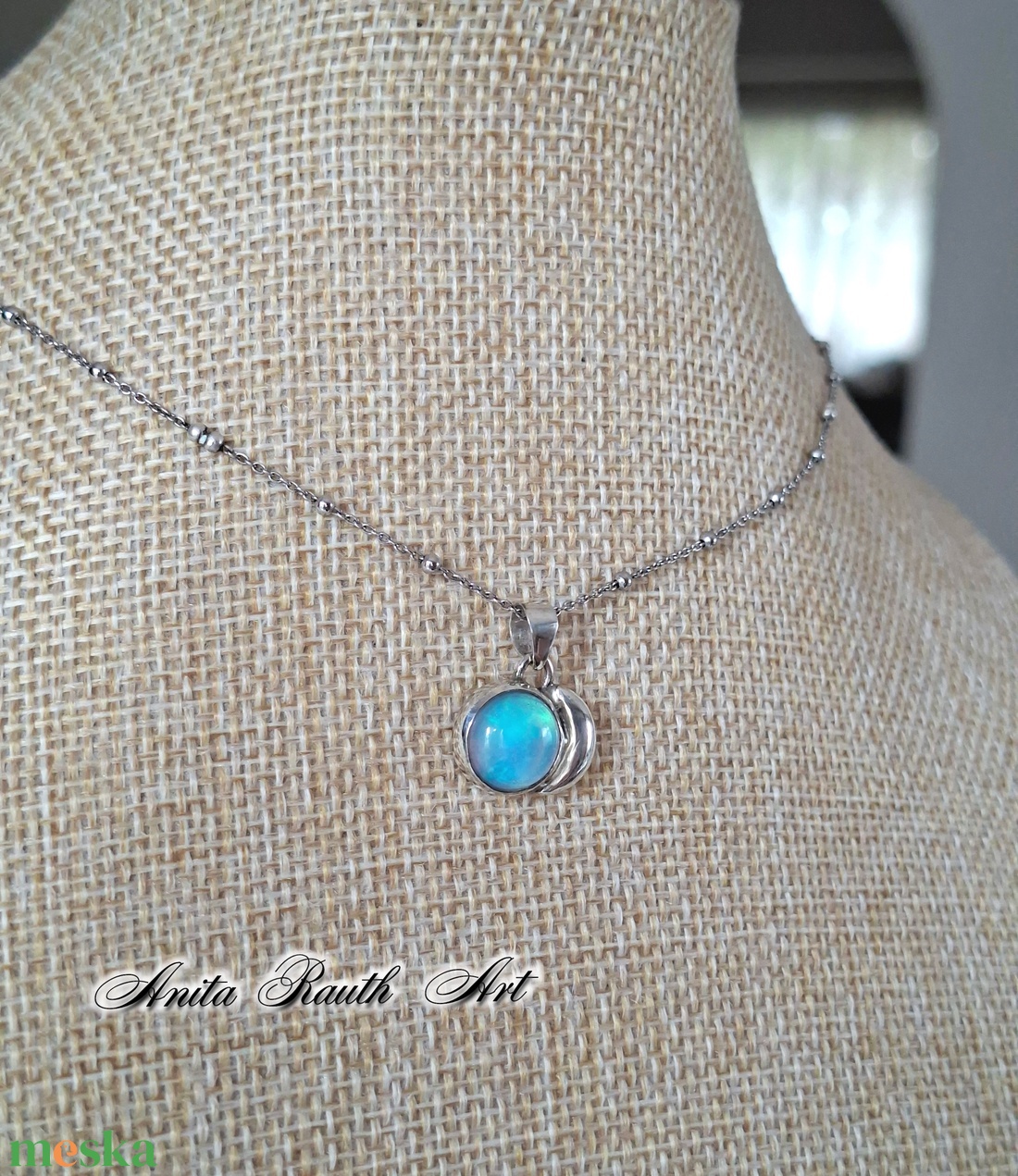 Aurora opál holdmedál - ékszer - nyaklánc - medál - Meska.hu