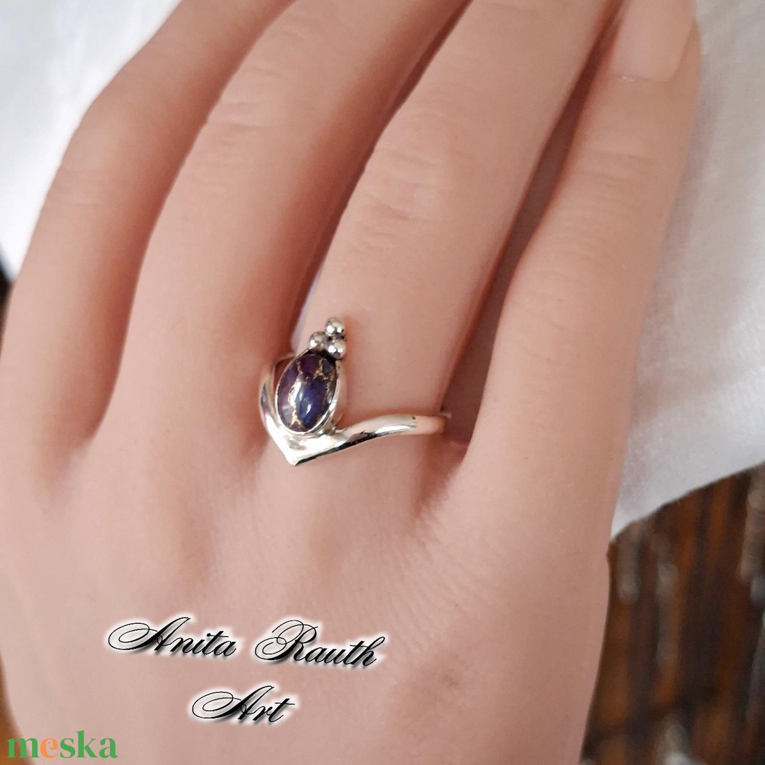 Lila türkiz gyűrű - ékszer - gyűrű - statement gyűrű - Meska.hu