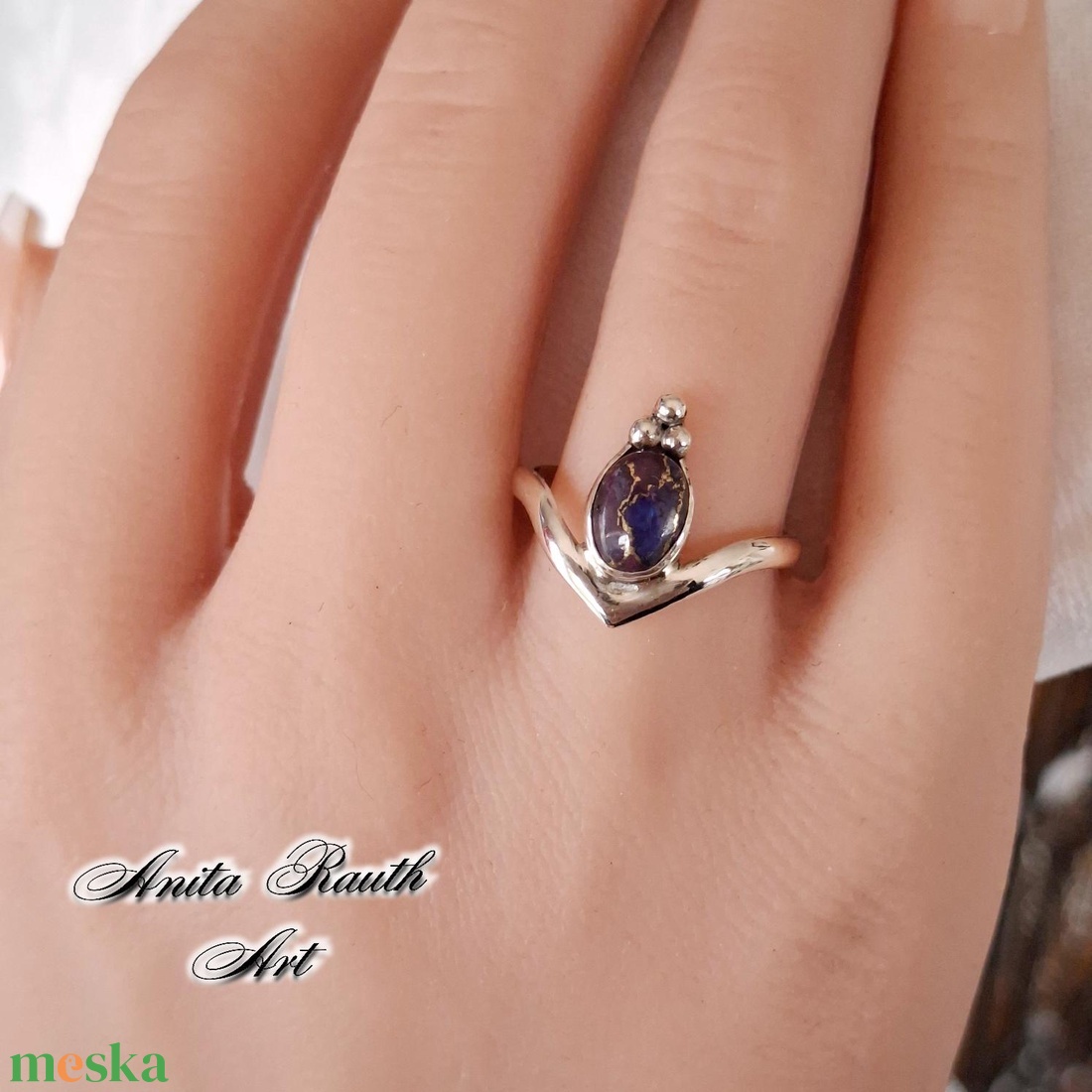 Lila türkiz gyűrű - ékszer - gyűrű - statement gyűrű - Meska.hu