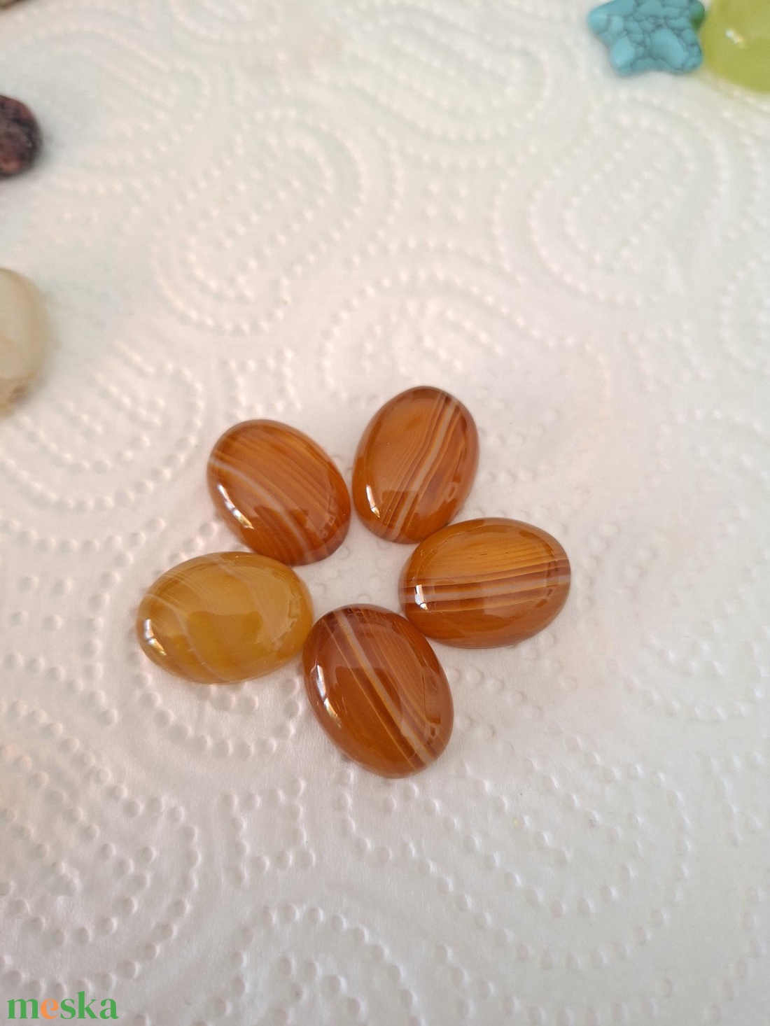 Narancs Botswana achát cabochon - kellékek & szerszámok - gyöngyfűzés kellékek - cabochon - Meska.hu