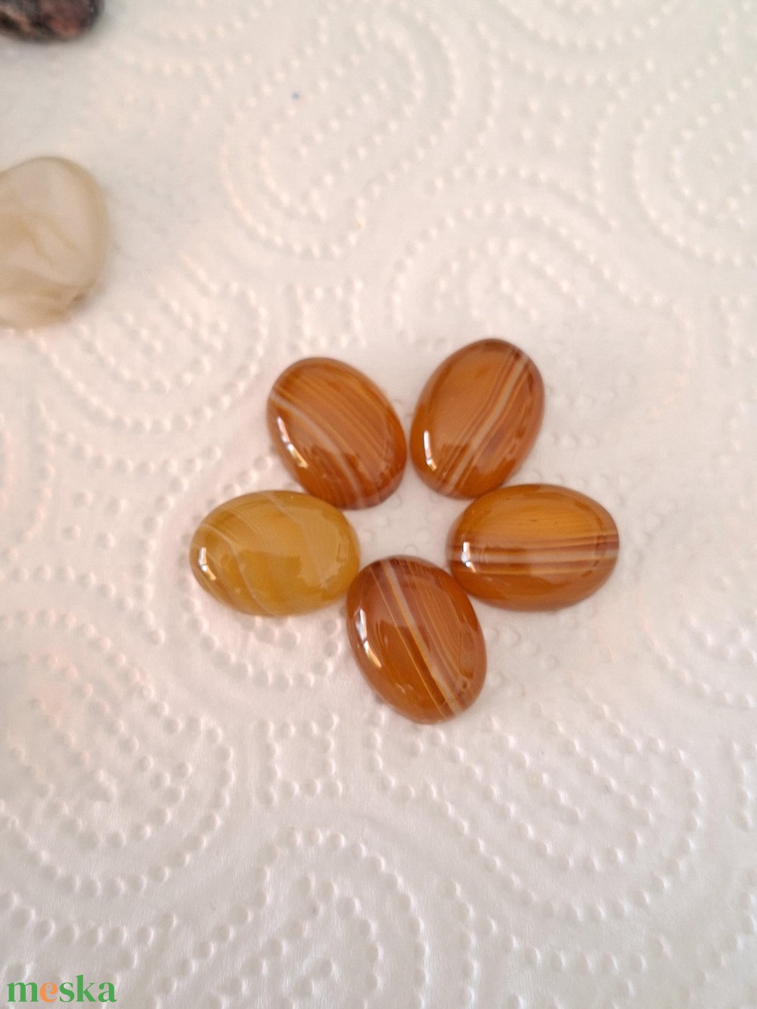 Narancs Botswana achát cabochon - kellékek & szerszámok - gyöngyfűzés kellékek - cabochon - Meska.hu