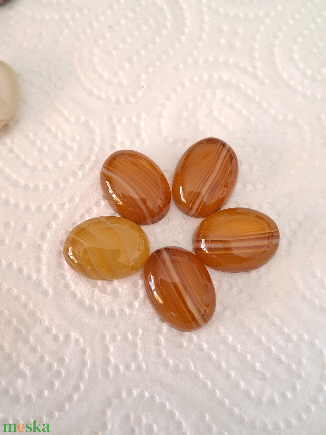 Narancs Botswana achát cabochon - kellékek & szerszámok - gyöngyfűzés kellékek - cabochon - Meska.hu