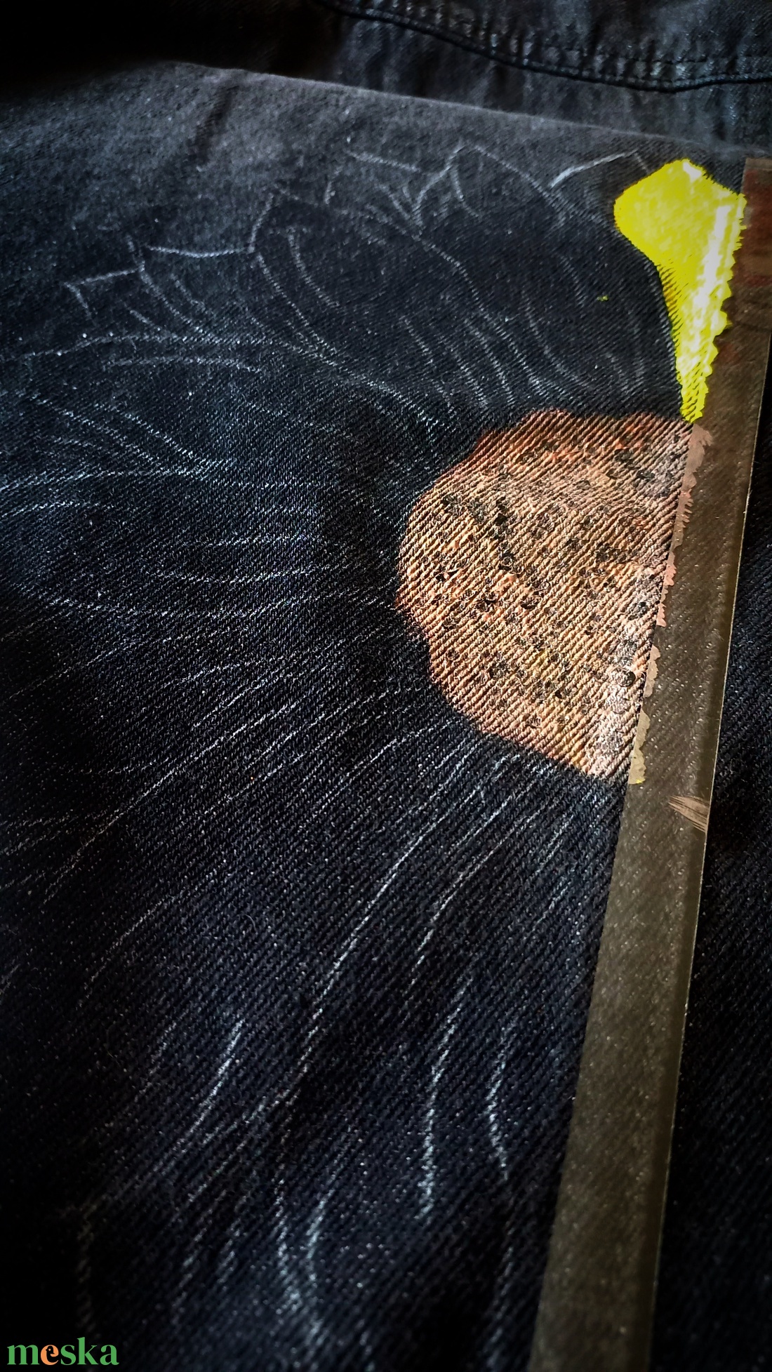 Napraforgós festett farmerkabát - ruha & divat - női ruha - kabát - Meska.hu