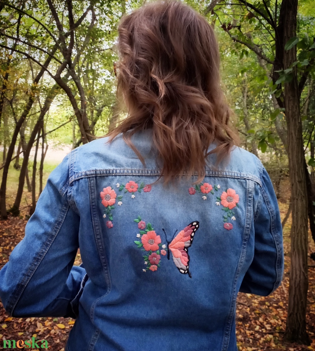 Hímzett farmerkabát - ruha & divat - női ruha - kabát - Meska.hu