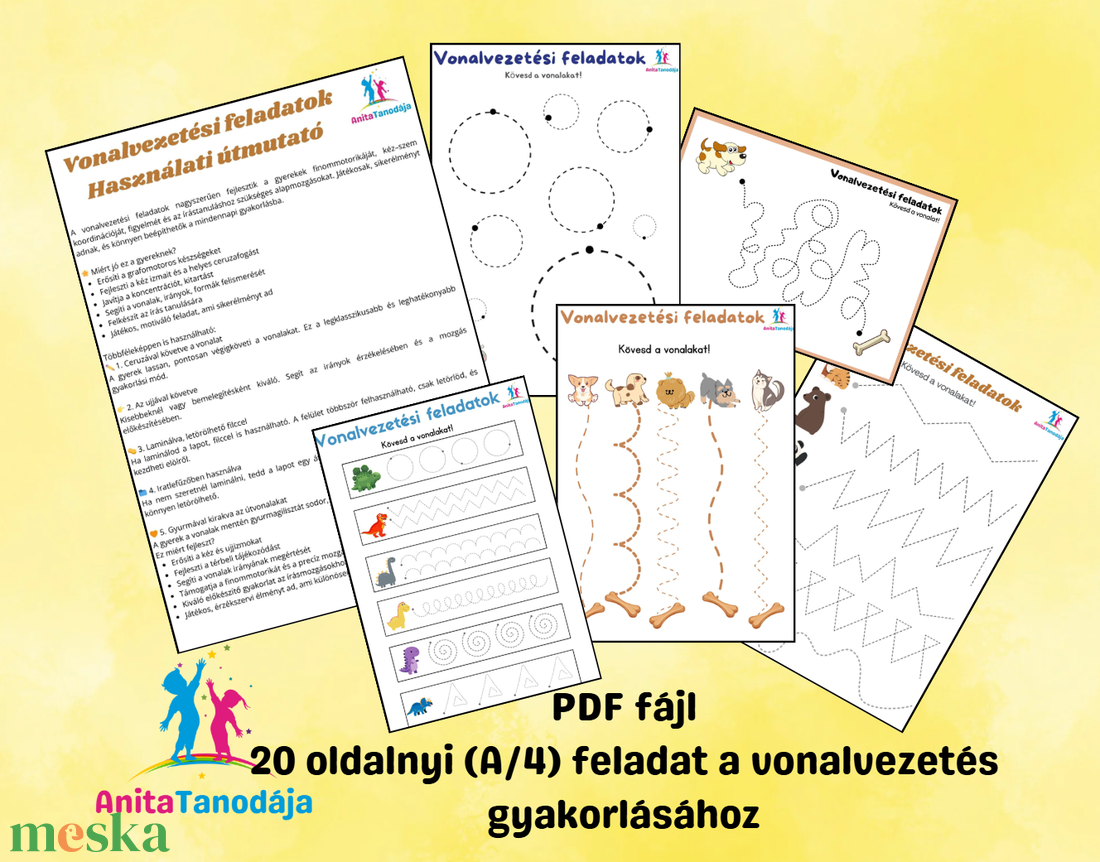 Vonalvezetési feladatok kisgyerekeknek - játék & sport - készségfejlesztő és logikai játék - oktató játékok - Meska.hu