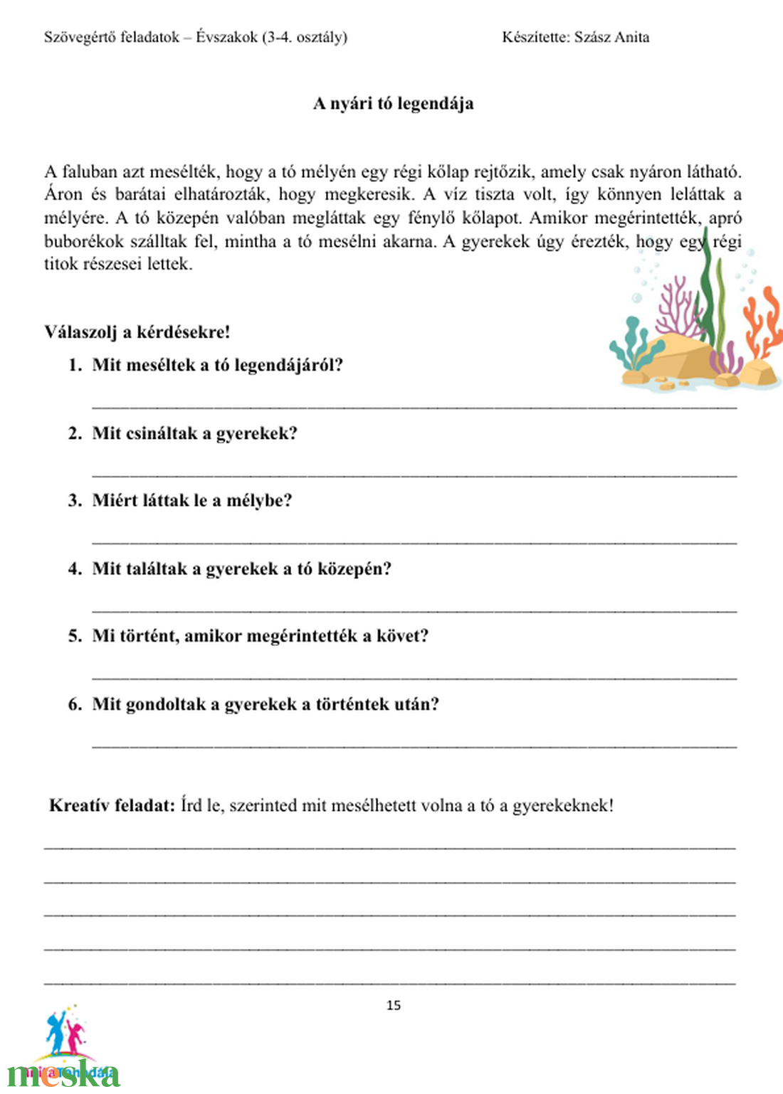 Szövegértő feladatok - Évszakok (3-4. osztály) - játék & sport - készségfejlesztő és logikai játék - oktató játékok - Meska.hu