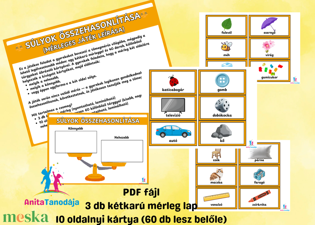 Súlyok összehasonlítása (kártyajáték) - játék & sport - készségfejlesztő és logikai játék - oktató játékok - Meska.hu