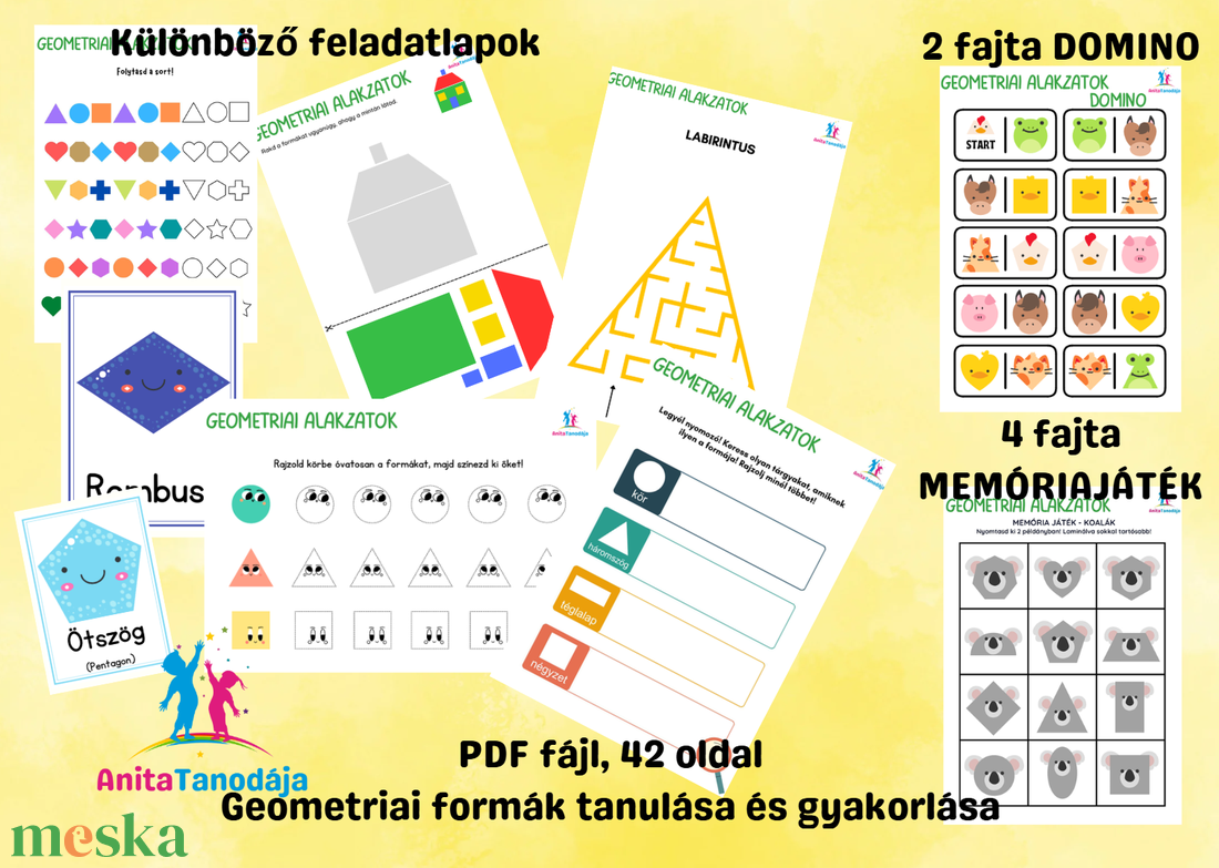 Geometriai formák tanulása, gyakorlása - játék & sport - készségfejlesztő és logikai játék - oktató játékok - Meska.hu