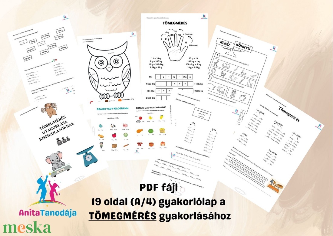 Tömegmérés gyakorlása kisiskolásoknak - játék & sport - készségfejlesztő és logikai játék - oktató játékok - Meska.hu