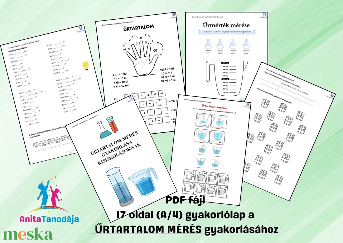 Űrtartalom mérés gyakorlása kisiskolásoknak - játék & sport - készségfejlesztő és logikai játék - oktató játékok - Meska.hu