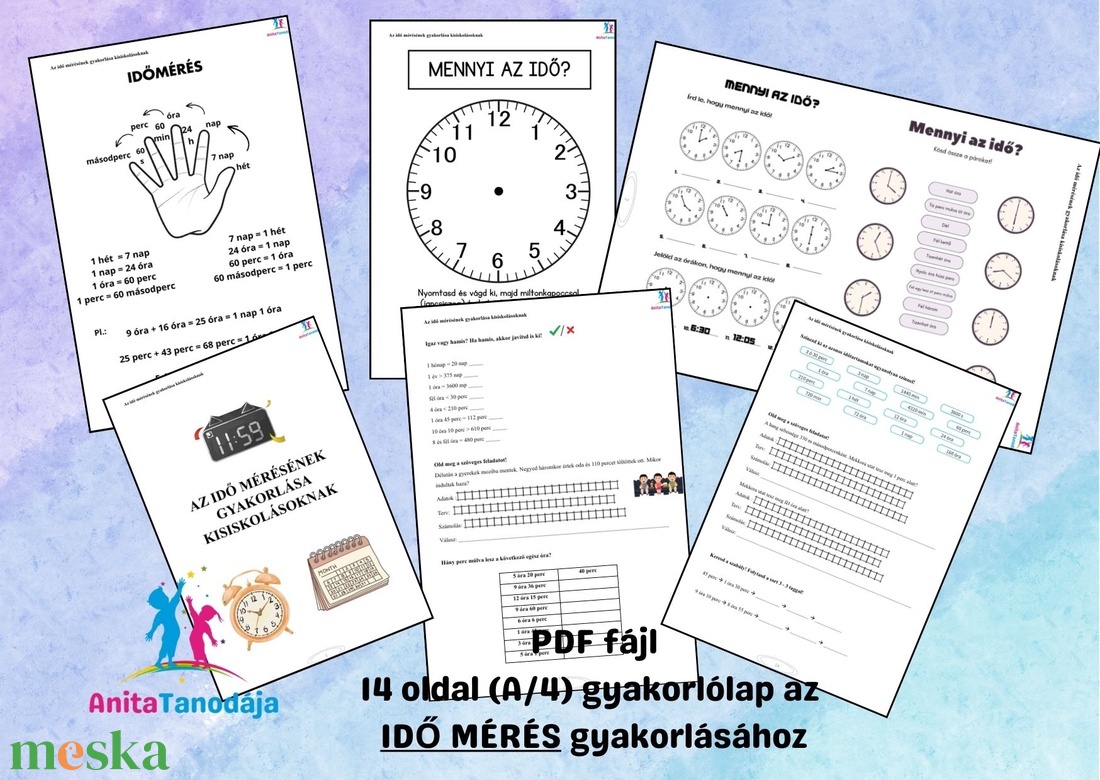 Időmérés gyakorlása kisiskolásoknak - játék & sport - készségfejlesztő és logikai játék - oktató játékok - Meska.hu