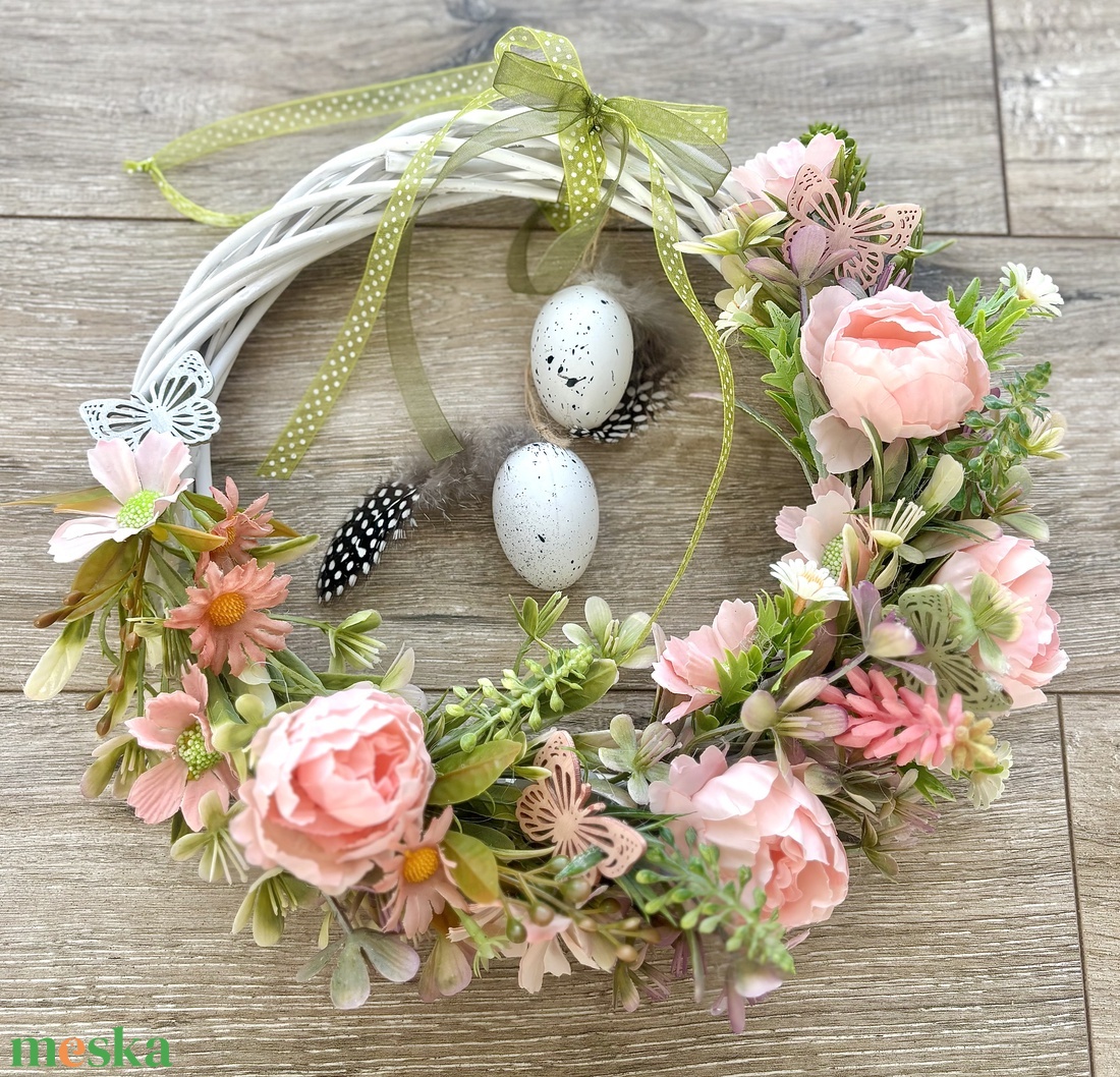 Tavaszi virágos kopogtató  - otthon & életmód - dekoráció - ajtó- és ablak dekoráció - ajtódísz & kopogtató - Meska.hu