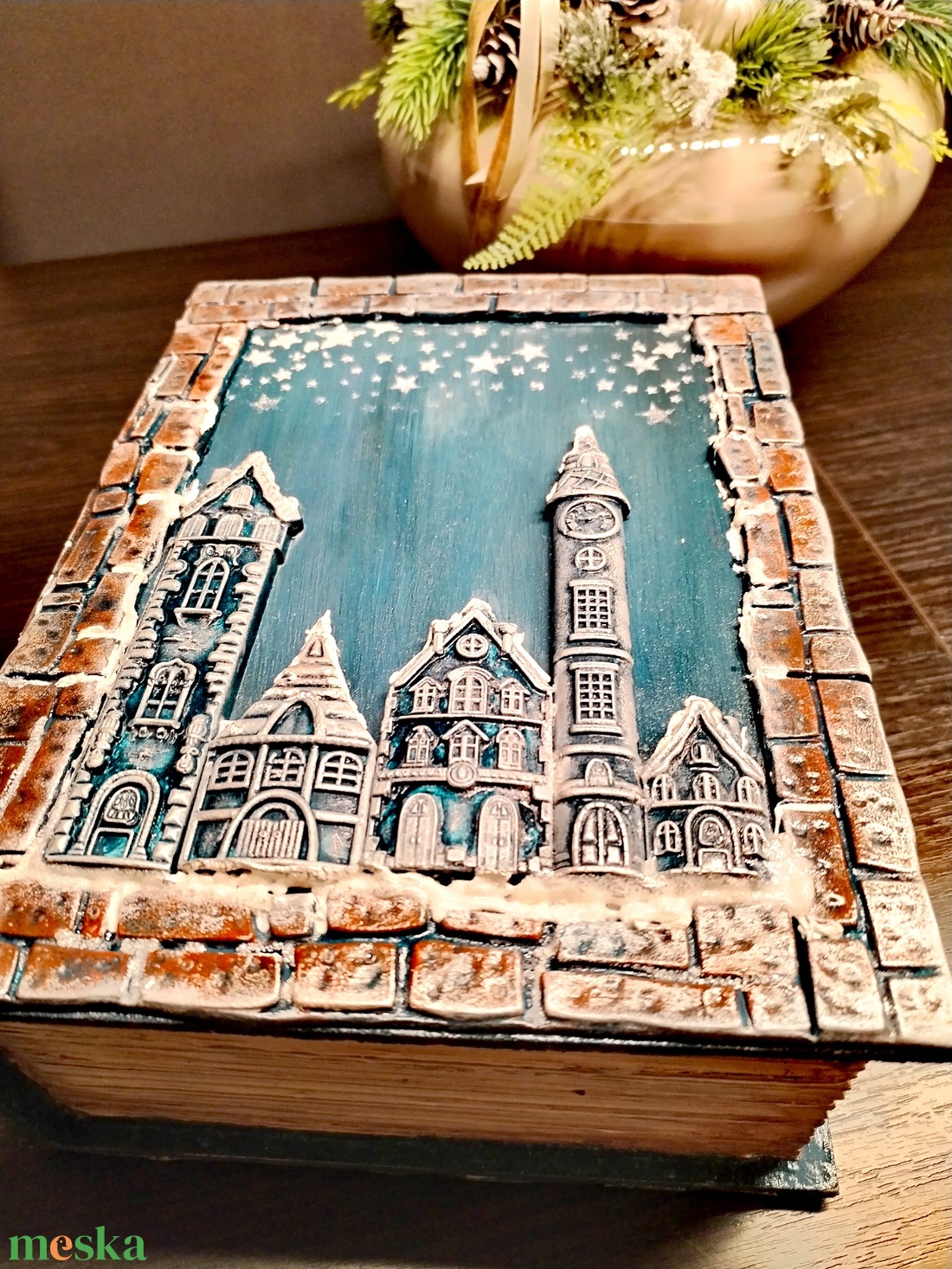  Téli város könyv alakú doboz - otthon & életmód - dekoráció - asztal és polc dekoráció - díszdoboz - Meska.hu