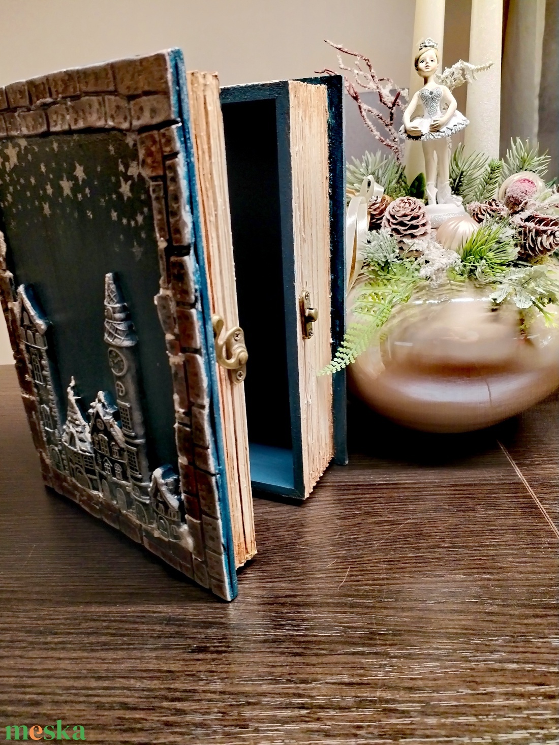  Téli város könyv alakú doboz - otthon & életmód - dekoráció - asztal és polc dekoráció - díszdoboz - Meska.hu