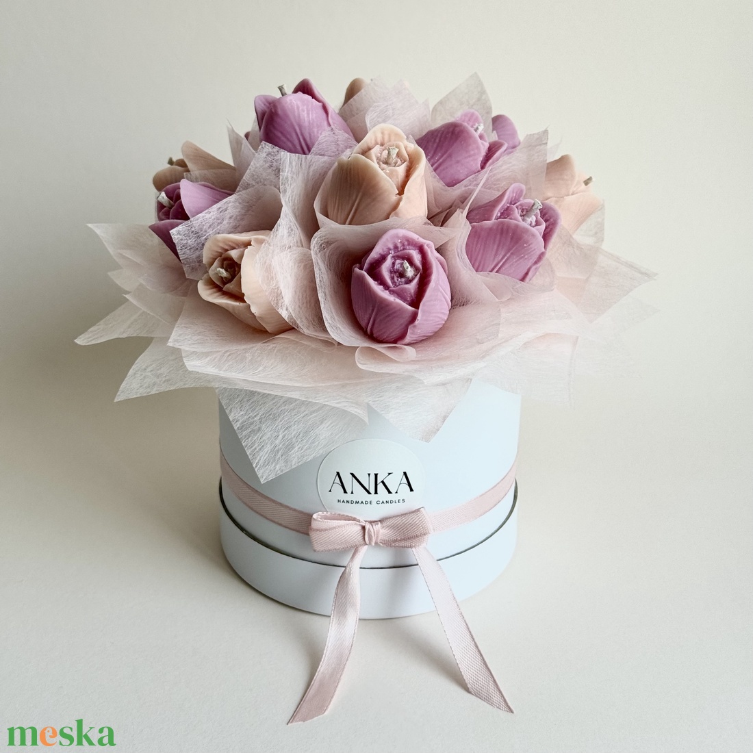 Gyertya Virág Box - otthon & életmód - virágdekoráció - virágok - virágbox - Meska.hu