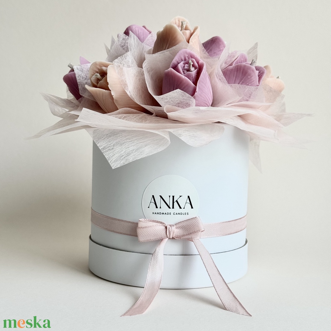 Gyertya Virág Box - otthon & életmód - virágdekoráció - virágok - virágbox - Meska.hu