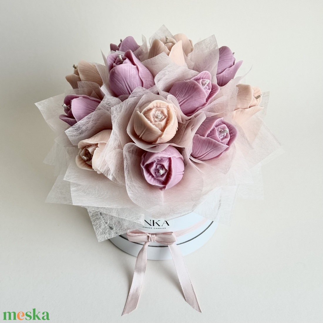 Gyertya Virág Box - otthon & életmód - virágdekoráció - virágok - virágbox - Meska.hu