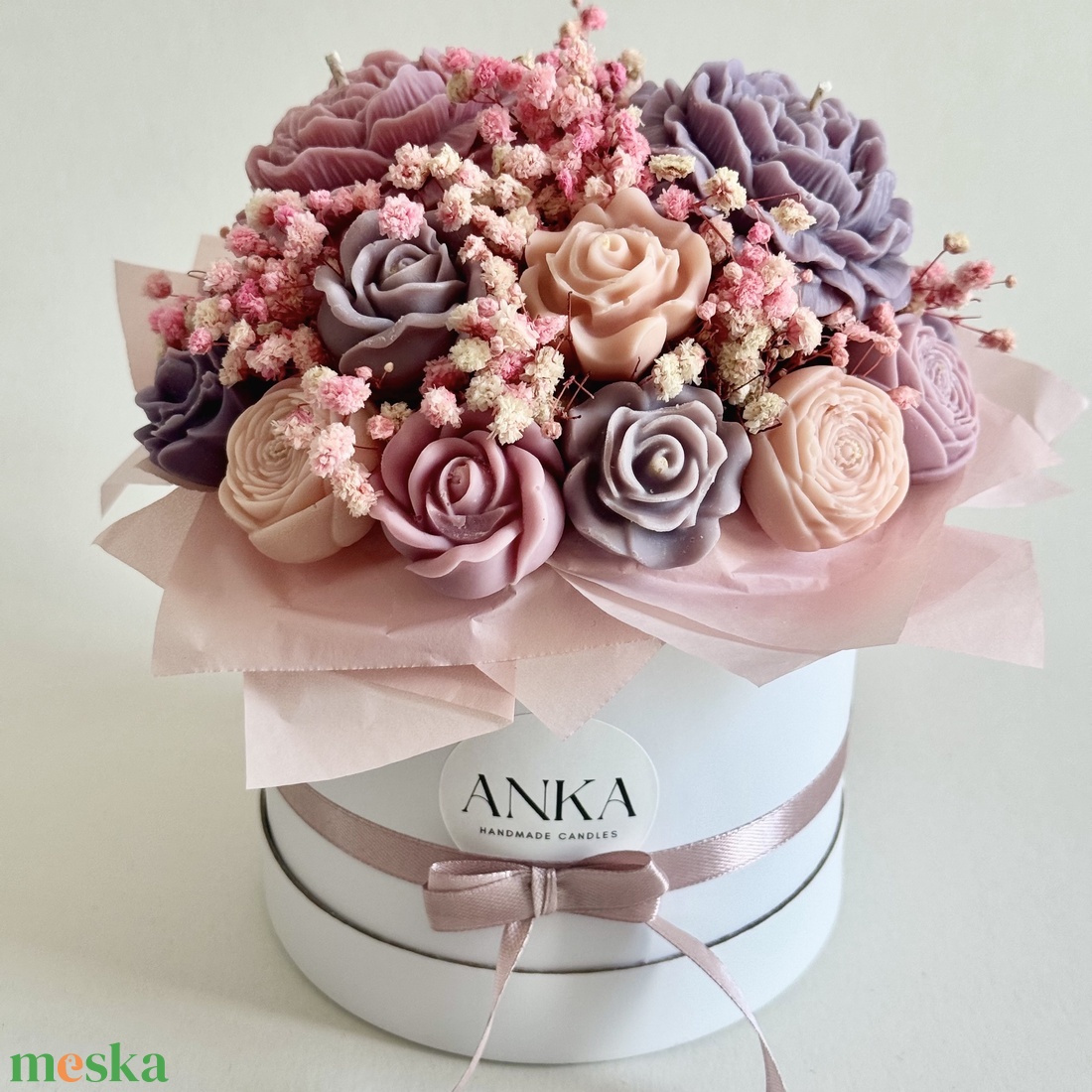 Gyertya Virág Box - otthon & életmód - virágdekoráció - virágok - virágbox - Meska.hu