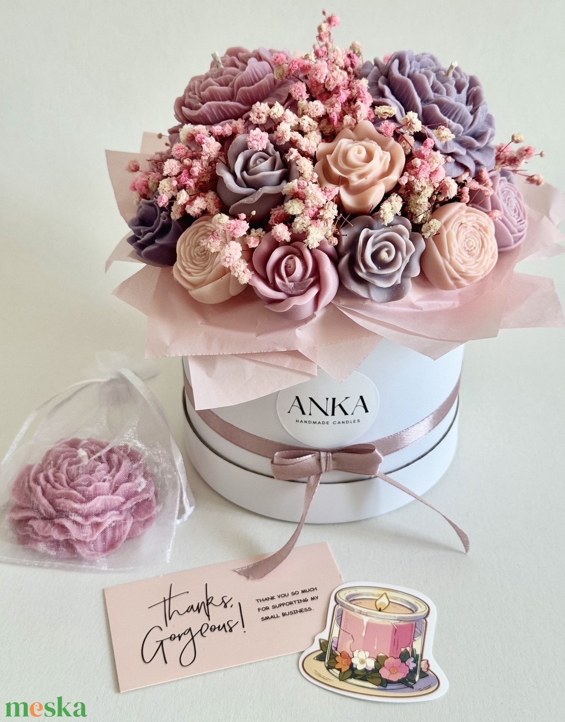 Gyertya Virág Box - otthon & életmód - virágdekoráció - virágok - virágbox - Meska.hu