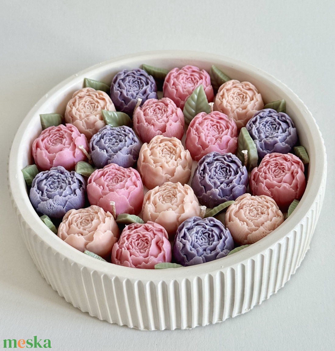 Gyertya Virágoskert Kerámia Tálban - otthon & életmód - gyertya, illat, aroma - gyertya - Meska.hu