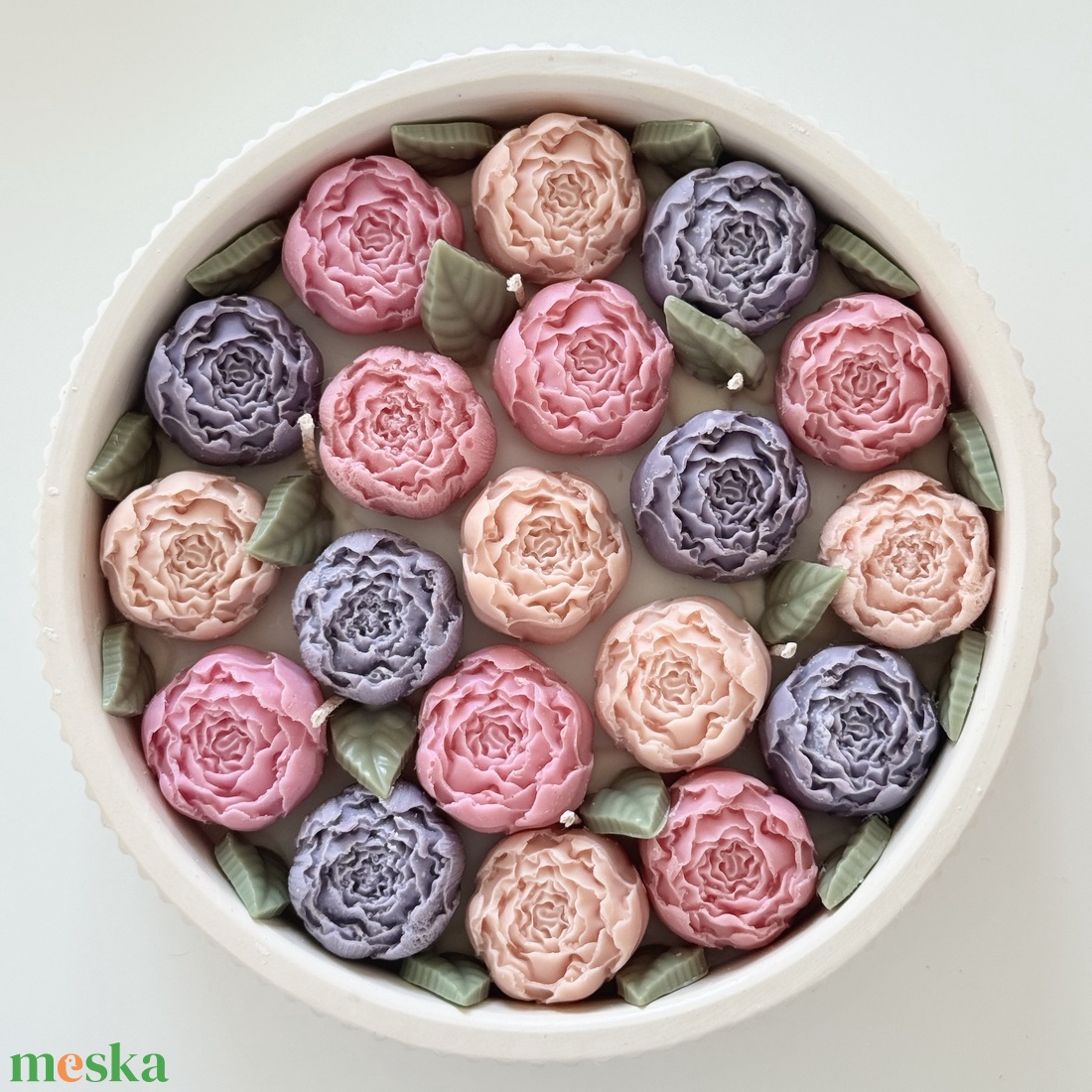 Gyertya Virágoskert Kerámia Tálban - otthon & életmód - gyertya, illat, aroma - gyertya - Meska.hu