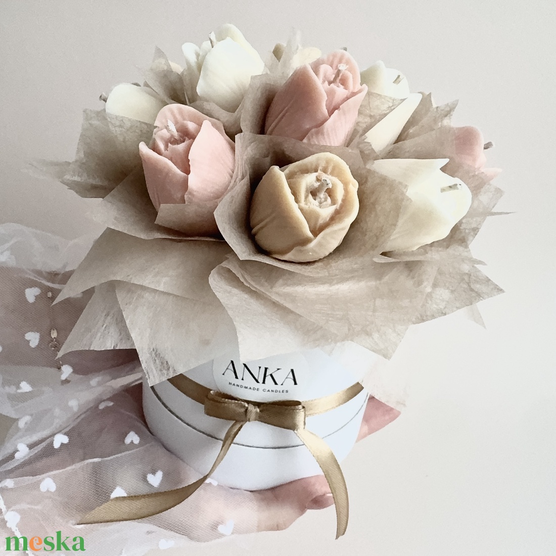 Gyertya Virág Box - otthon & életmód - virágdekoráció - virágok - virágbox - Meska.hu