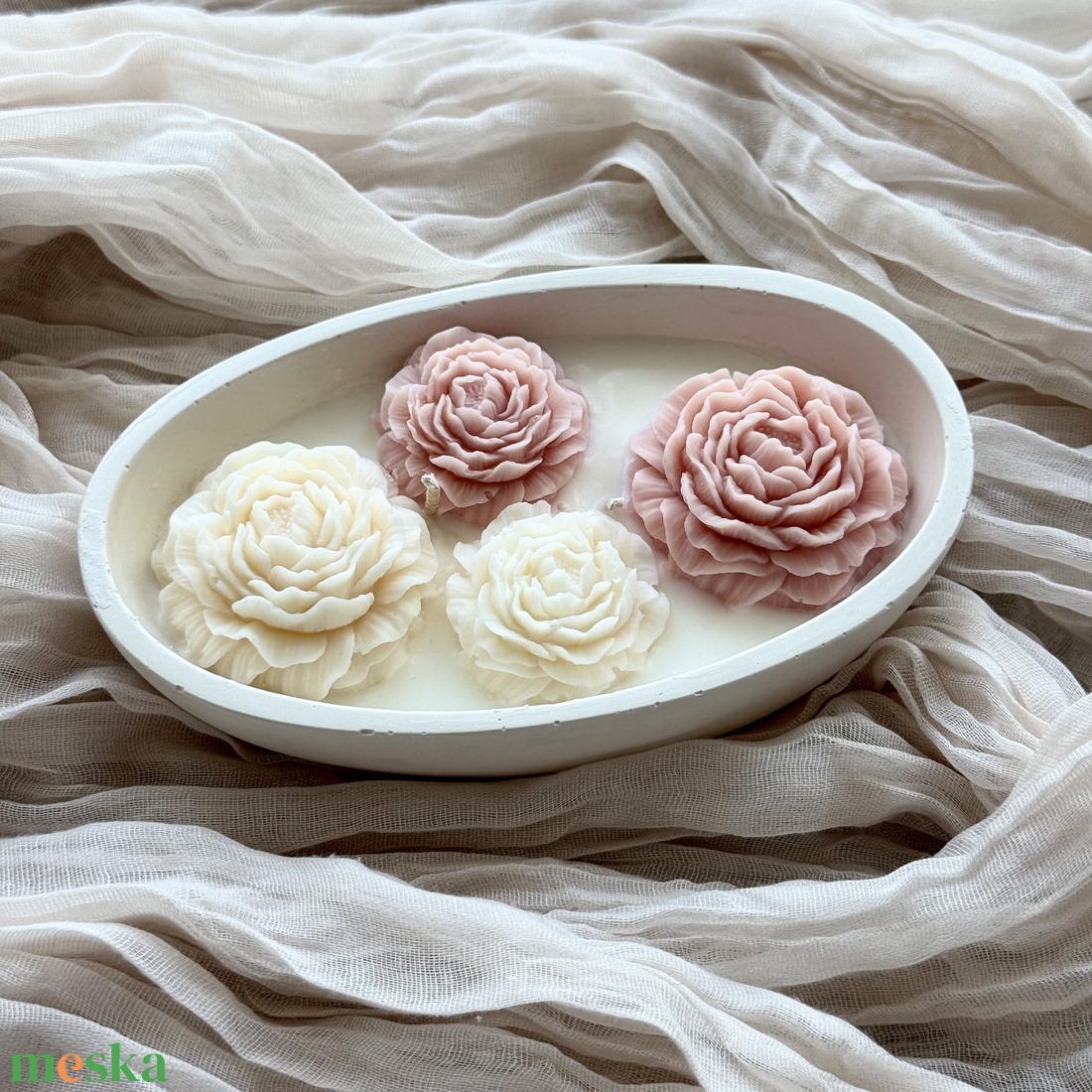 Gyertyatál - Kerti Rózsa - otthon & életmód - gyertya, illat, aroma - gyertya - Meska.hu