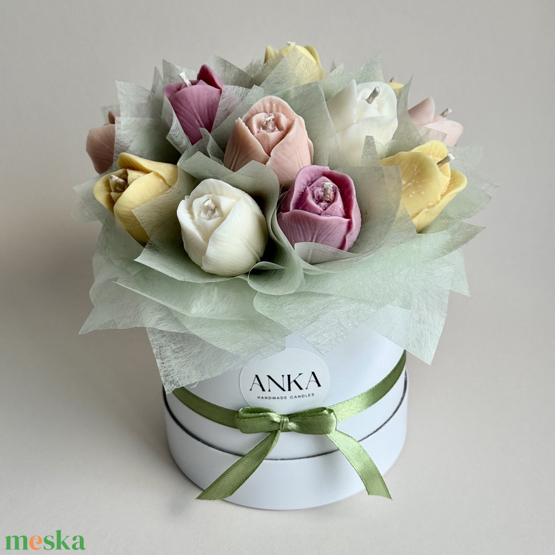 Gyertya Virág Box - otthon & életmód - virágdekoráció - virágok - virágbox - Meska.hu