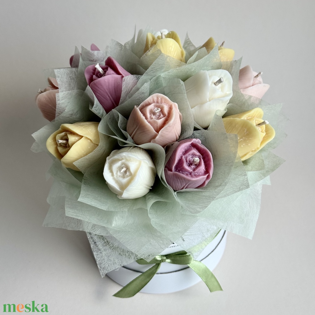 Gyertya Virág Box - otthon & életmód - virágdekoráció - virágok - virágbox - Meska.hu