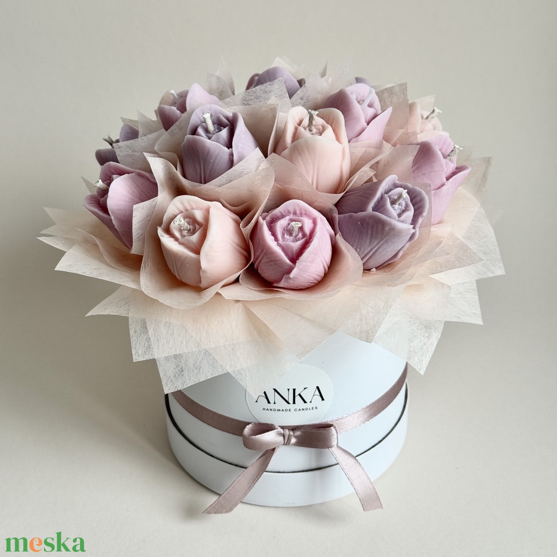 Gyertya Virág Box - otthon & életmód - virágdekoráció - virágok - virágbox - Meska.hu