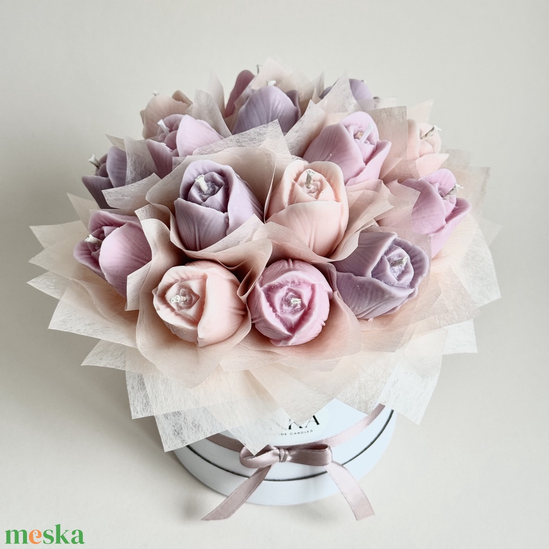 Gyertya Virág Box - otthon & életmód - virágdekoráció - virágok - virágbox - Meska.hu