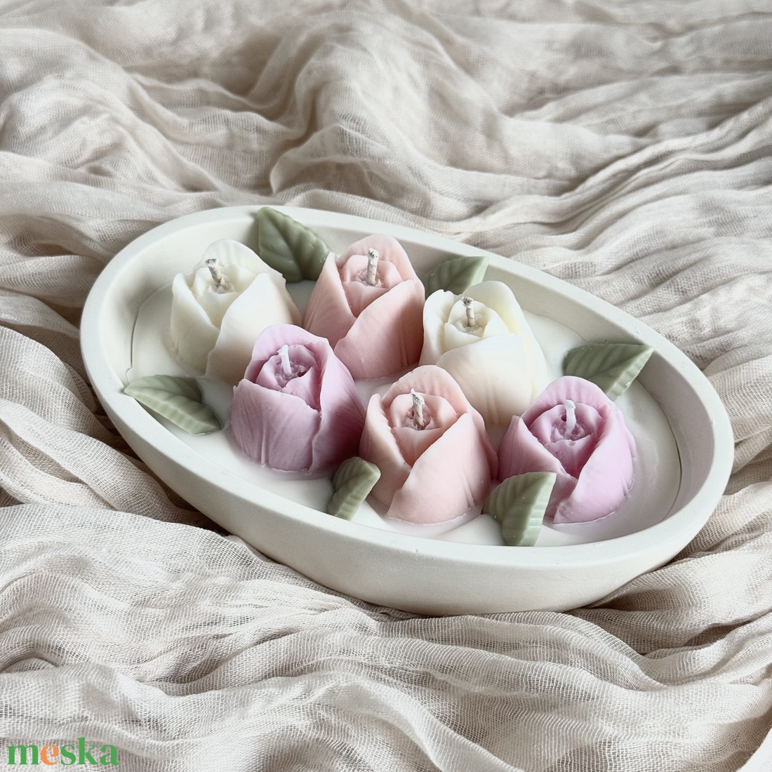 Gyertyatál - Tulipán kert - otthon & életmód - gyertya, illat, aroma - gyertya - Meska.hu