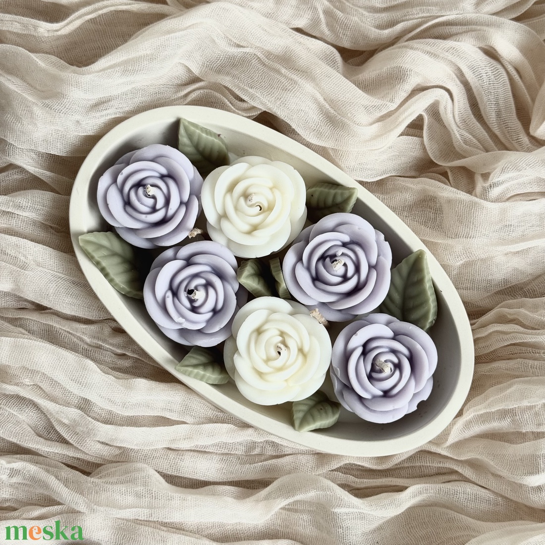 Gyertyatál - Rózsa kert - otthon & életmód - gyertya, illat, aroma - gyertya - Meska.hu