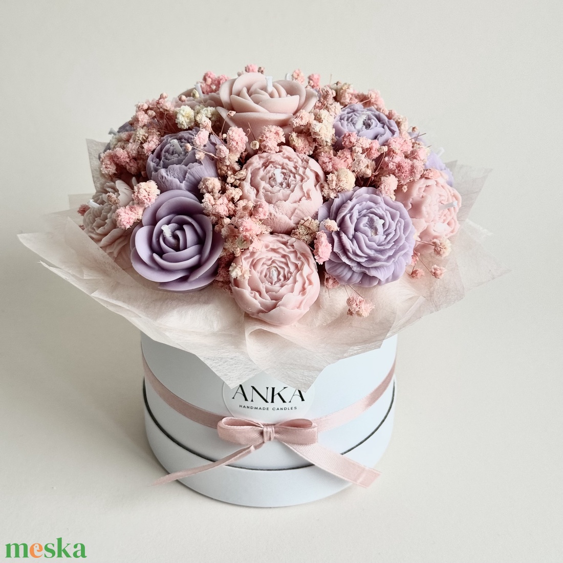 Gyertya Virág Box - otthon & életmód - virágdekoráció - virágok - virágbox - Meska.hu